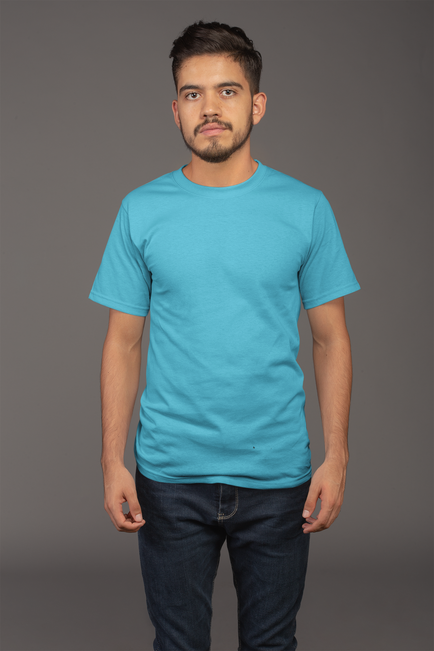 Avenster Blue Unisex Solid Cotton Crew Neck T-shirt (No Print or Logo)