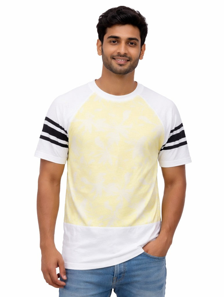 Avenster Classic Yellow & White Raglan Sleeve Top
