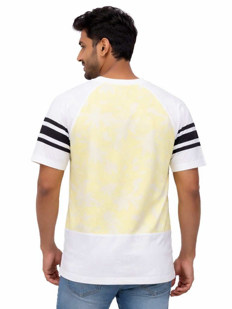Avenster Classic Yellow & White Raglan Sleeve Top