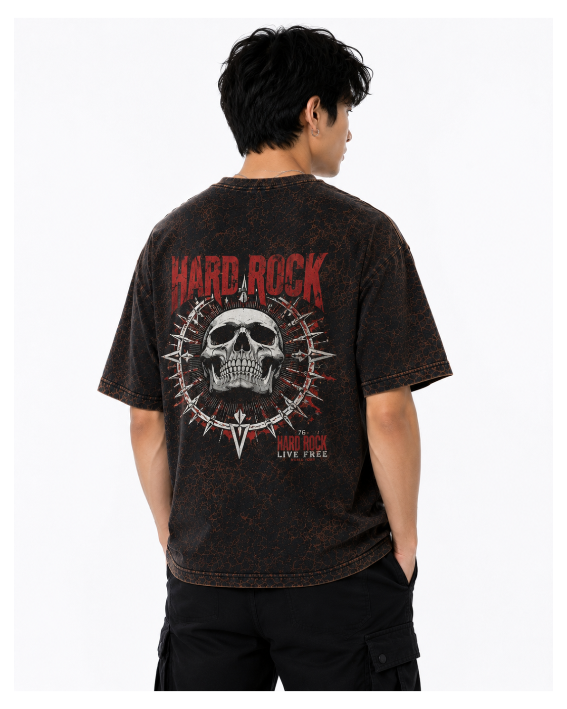 Hard Rock Rebellion Acid Wash Oversized T-Shirt