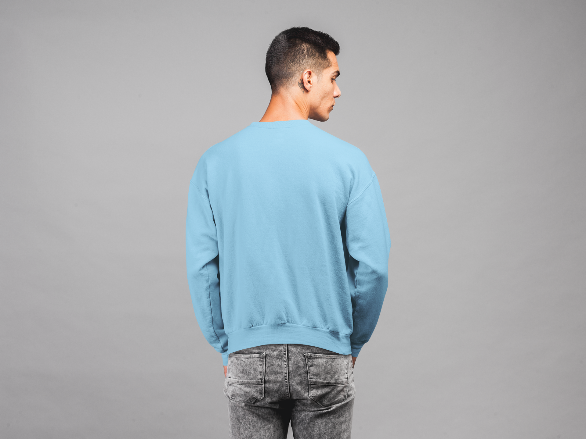 Avenster Solid Lt Blue Cotton Sweatshirt
