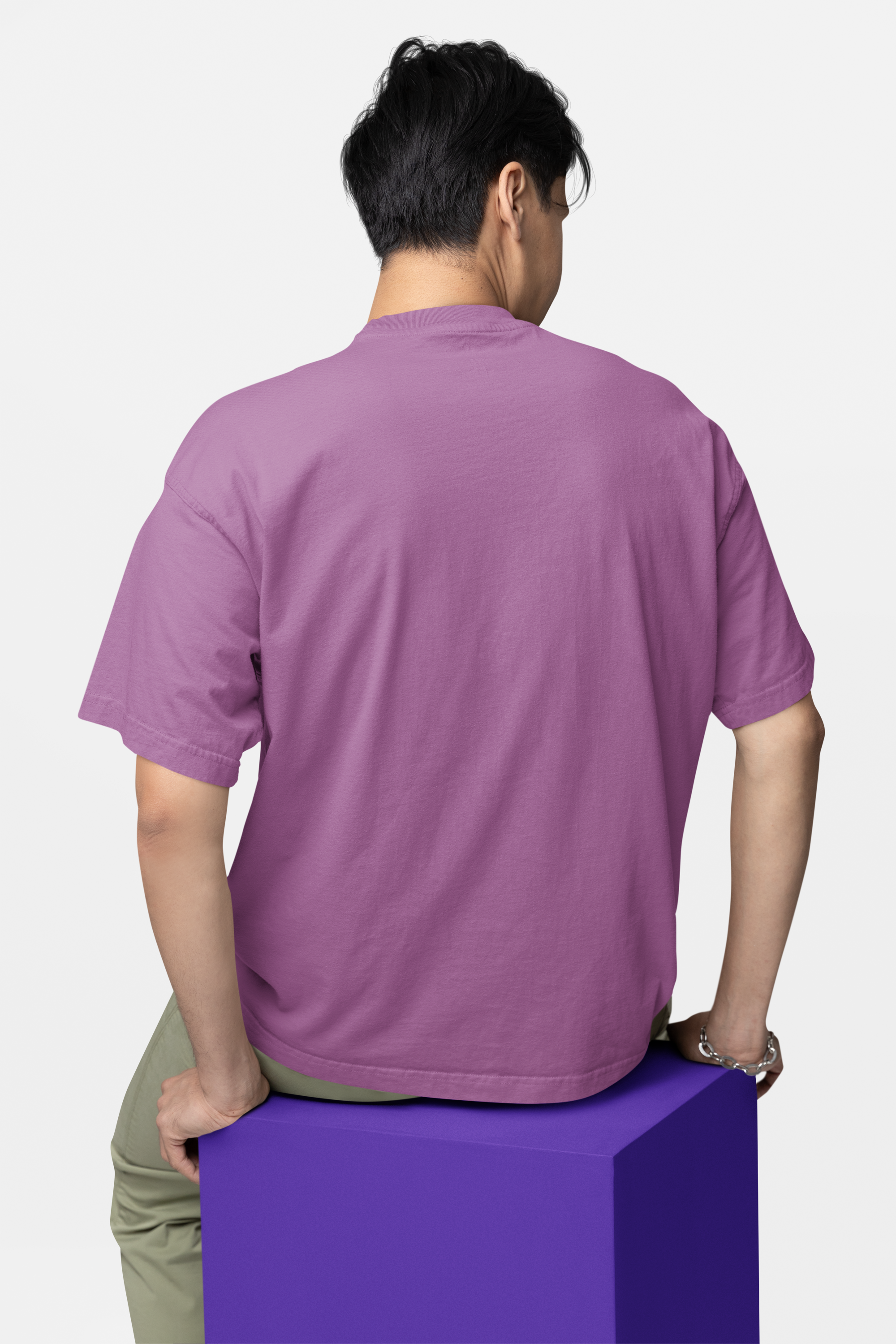 Avenster Mauve Oversized Cotton T-Shirt – French Terry, 240 GSM