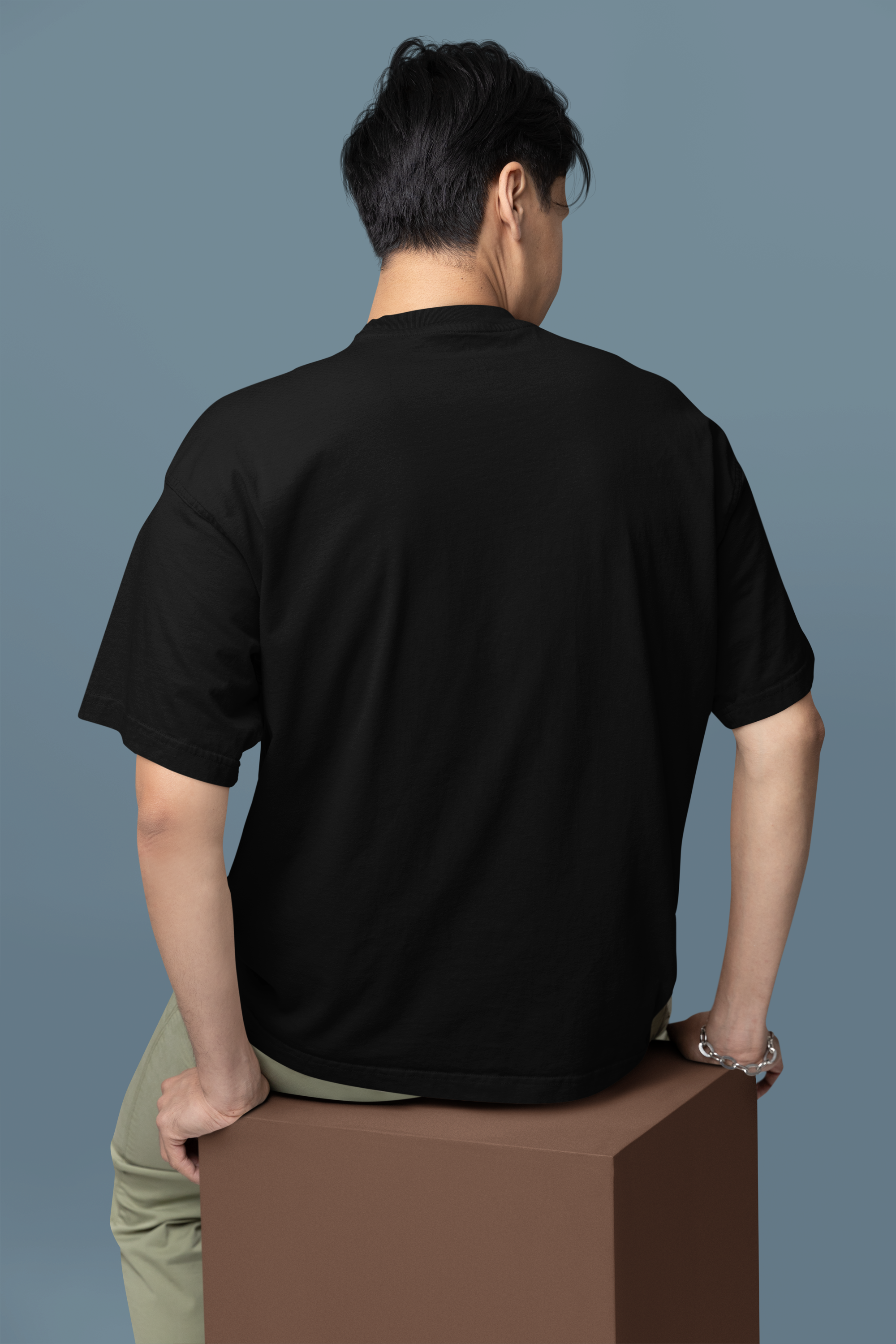 Avenster Black Oversized Cotton T-Shirt – French Terry, 240 GSM