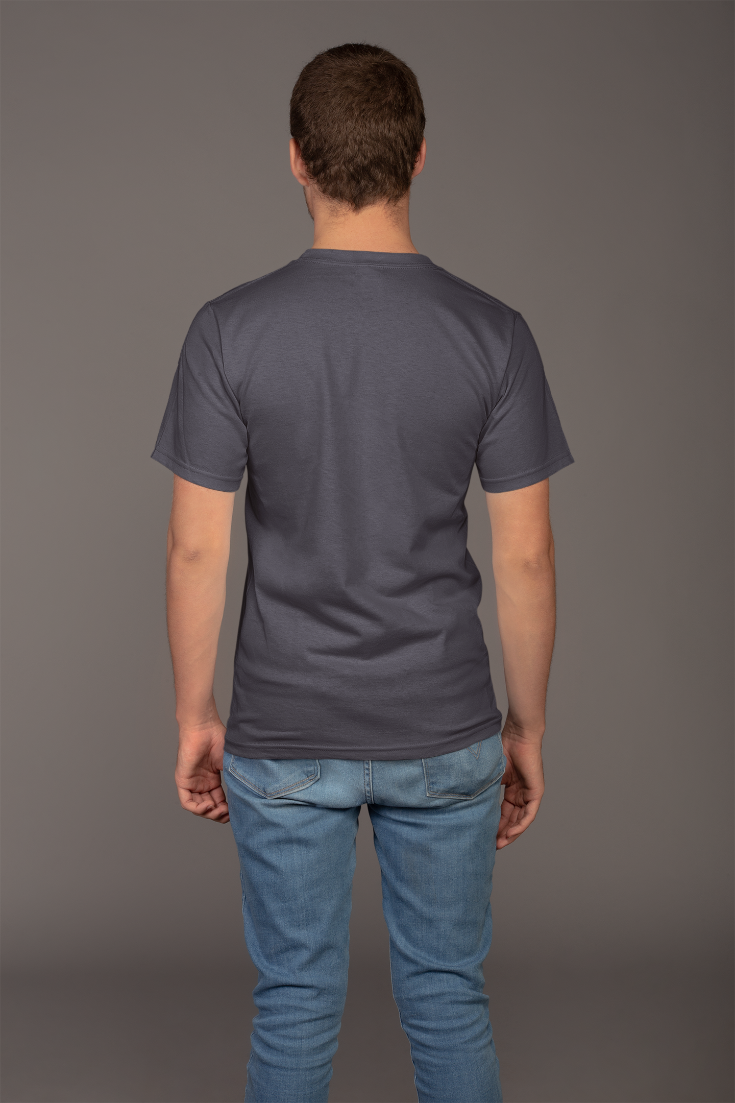 Avenster Dark Grey Unisex Solid Cotton Crew Neck T-shirt (No Print or Logo)