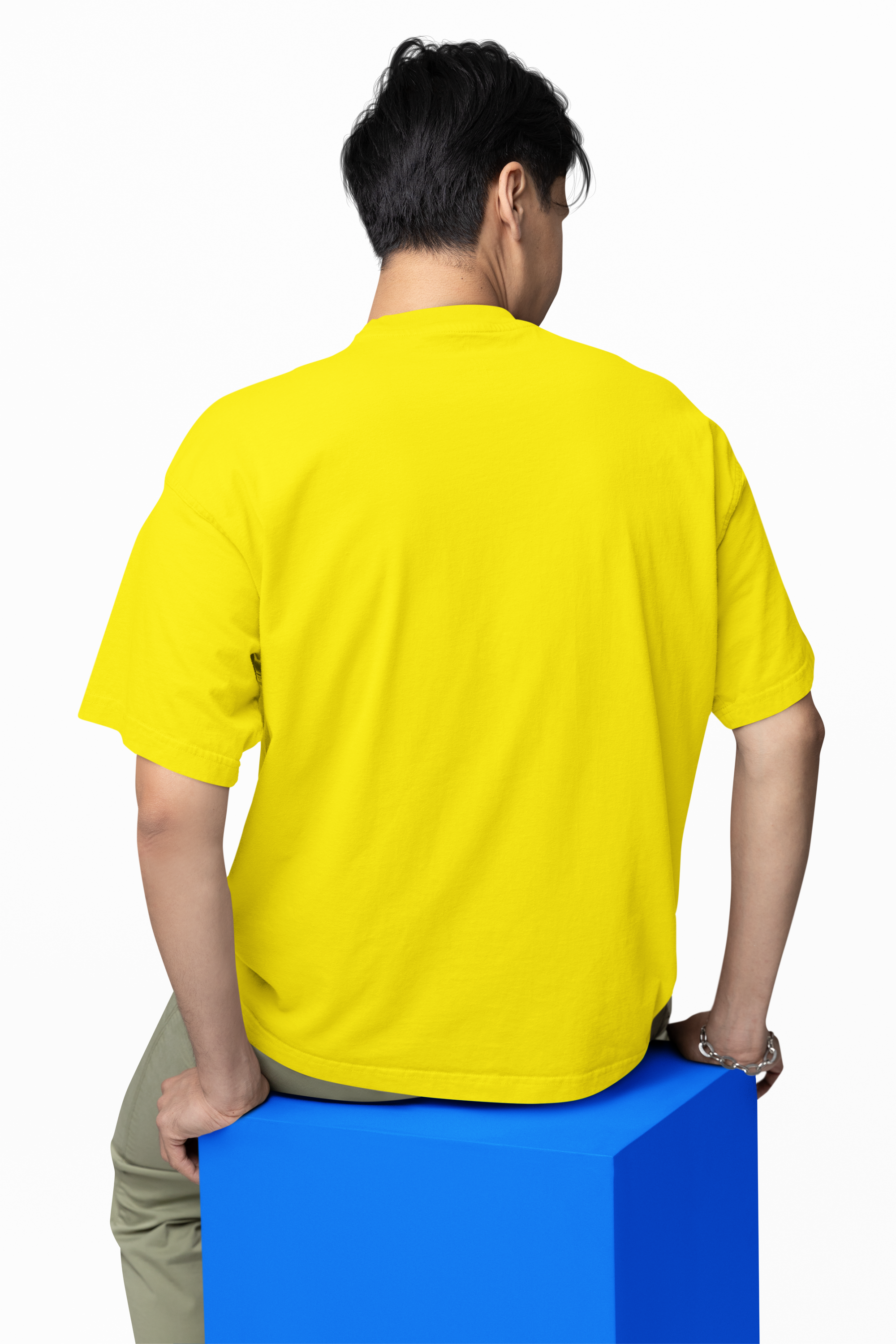 Avenster Lemon Yellow Oversized Cotton T-Shirt – French Terry, 240 GSM