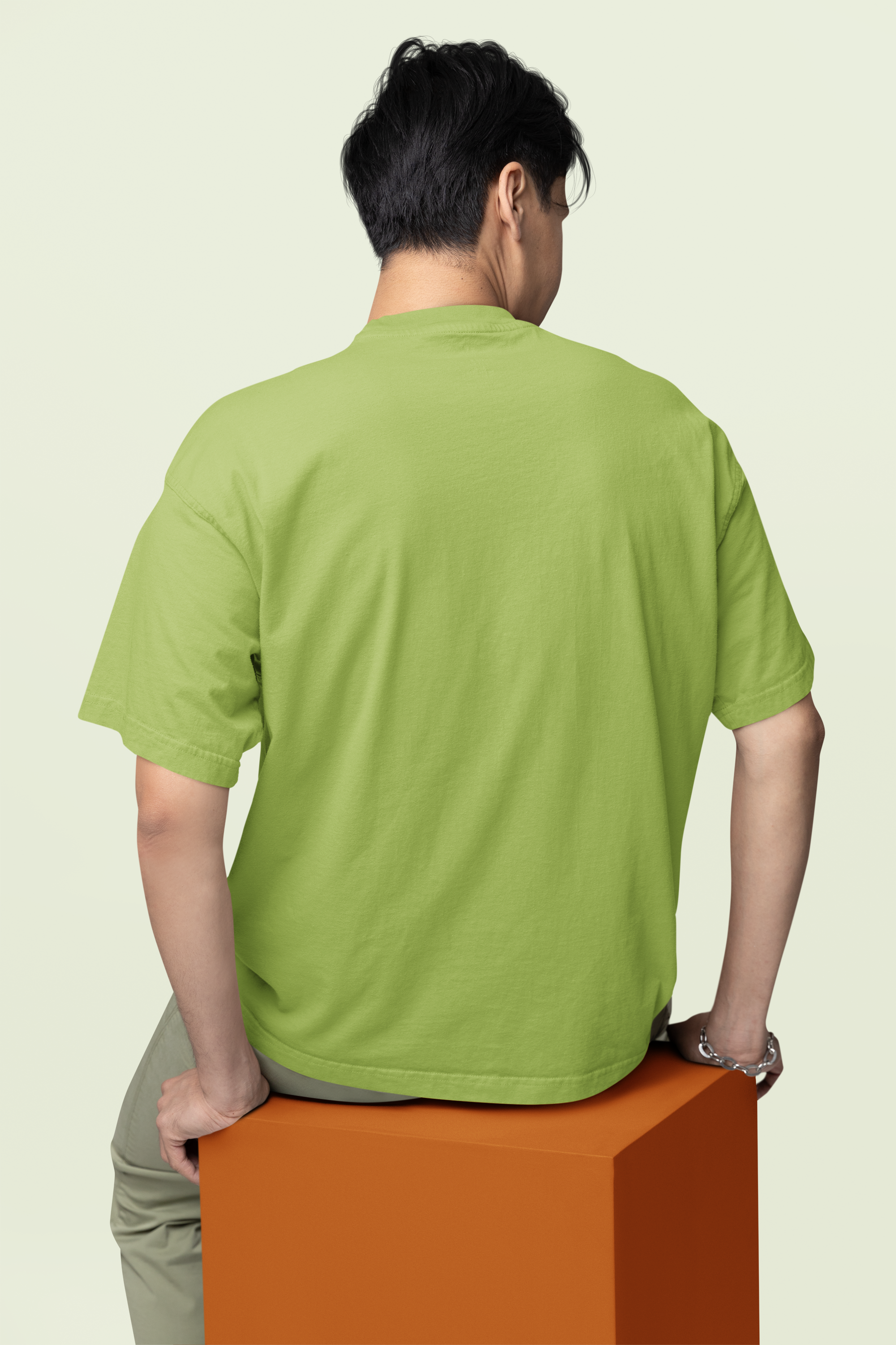 Avenster Light Olive Oversized Cotton T-Shirt – French Terry, 240 GSM