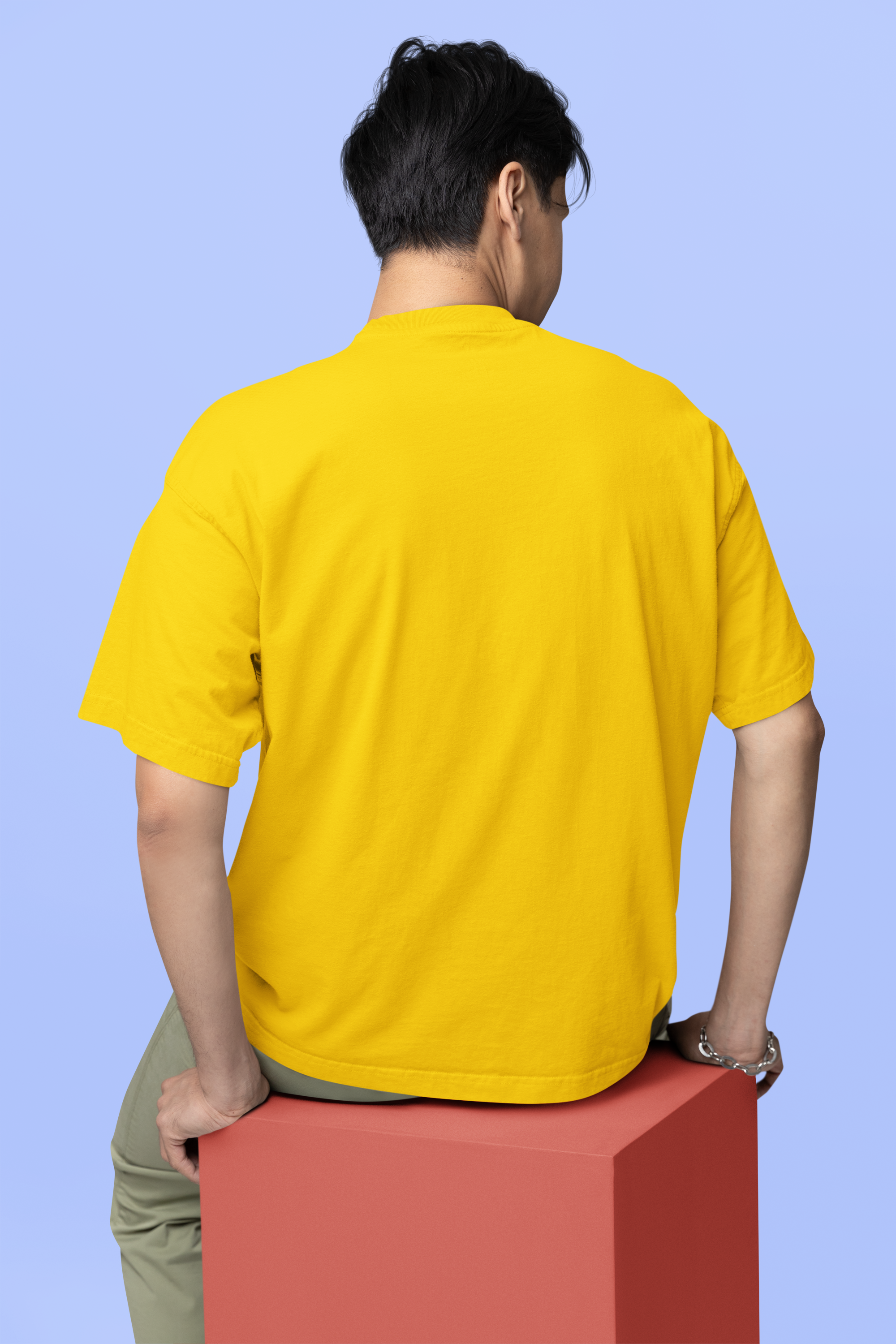 Avenster Golden Yellow Oversized Cotton T-Shirt – French Terry, 240 GSM