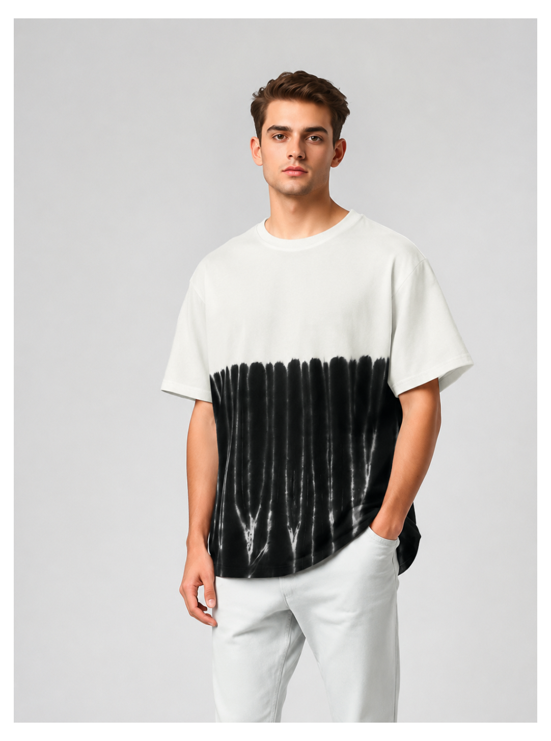 Avenster Premium Black Tie-Dye Oversized T-Shirt – Heavyweight Cotton