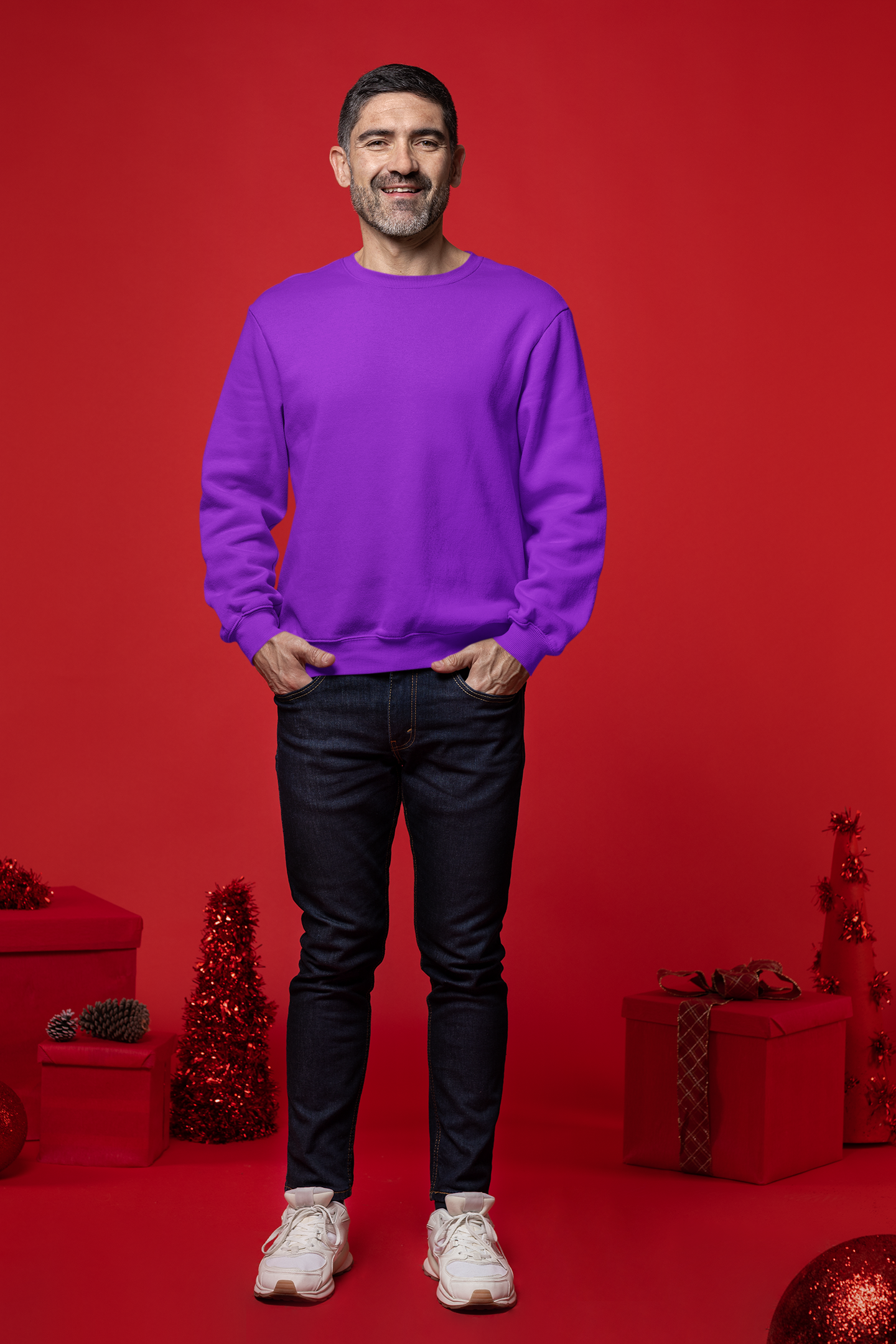 Avenster Purple Cotton Sweatshirt – Brushed French Terry, 280 GSM