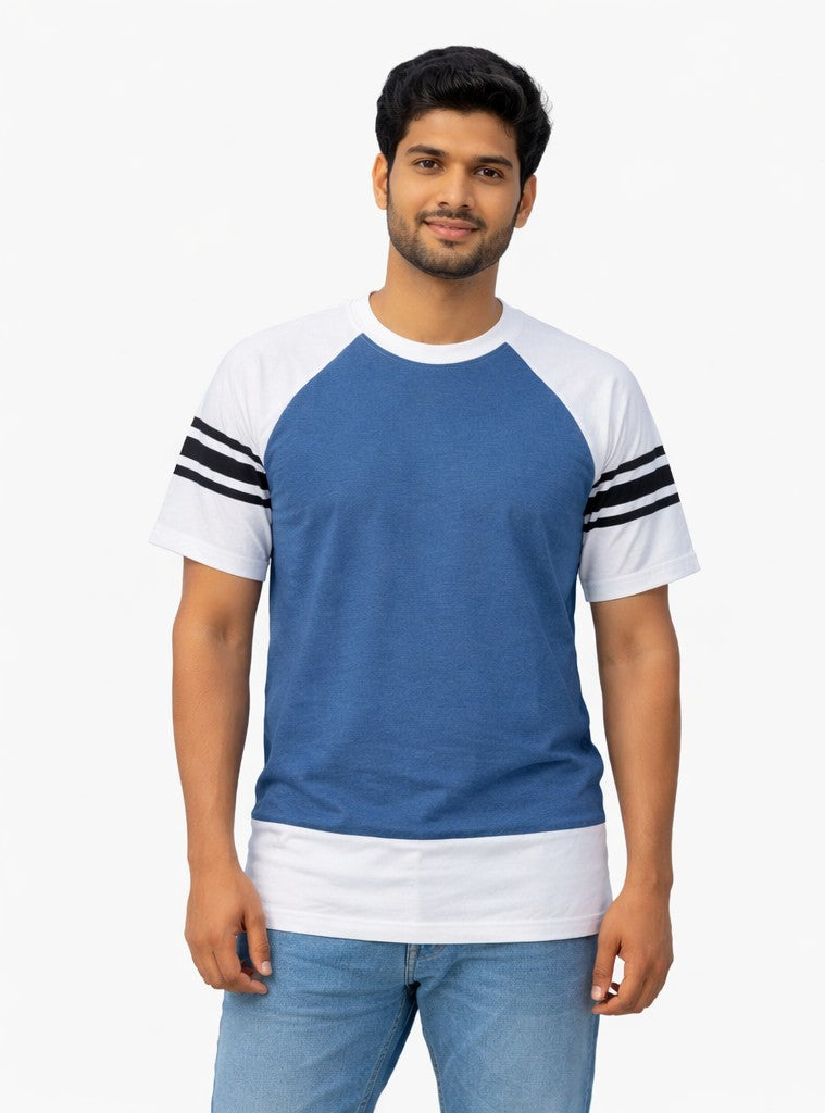 Avenster Premium Raglan Sleeve T-Shirt – Blue & White