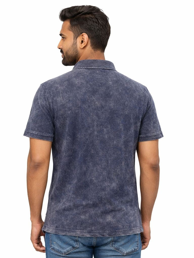 Avenster Premium Blue Vintage Wash Polo Shirt