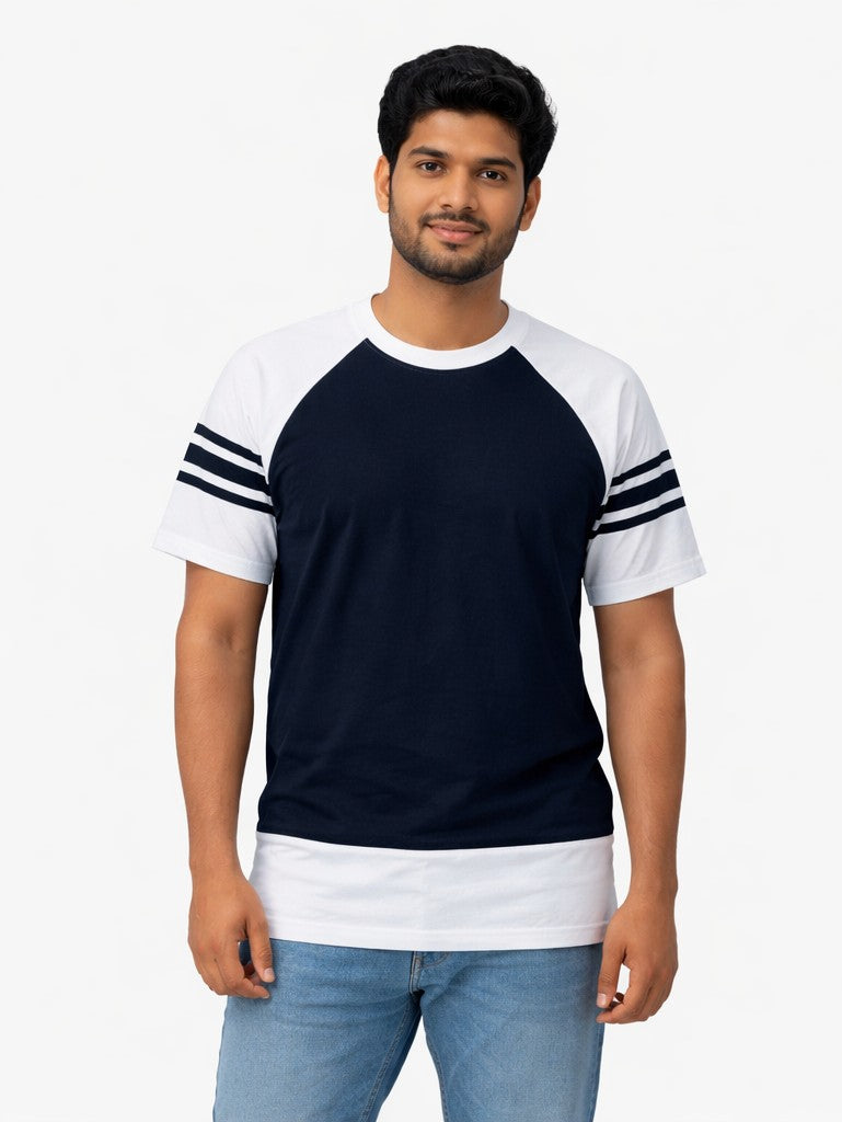 Avenster Dual Tone Raglan T-Shirt – Navy & White