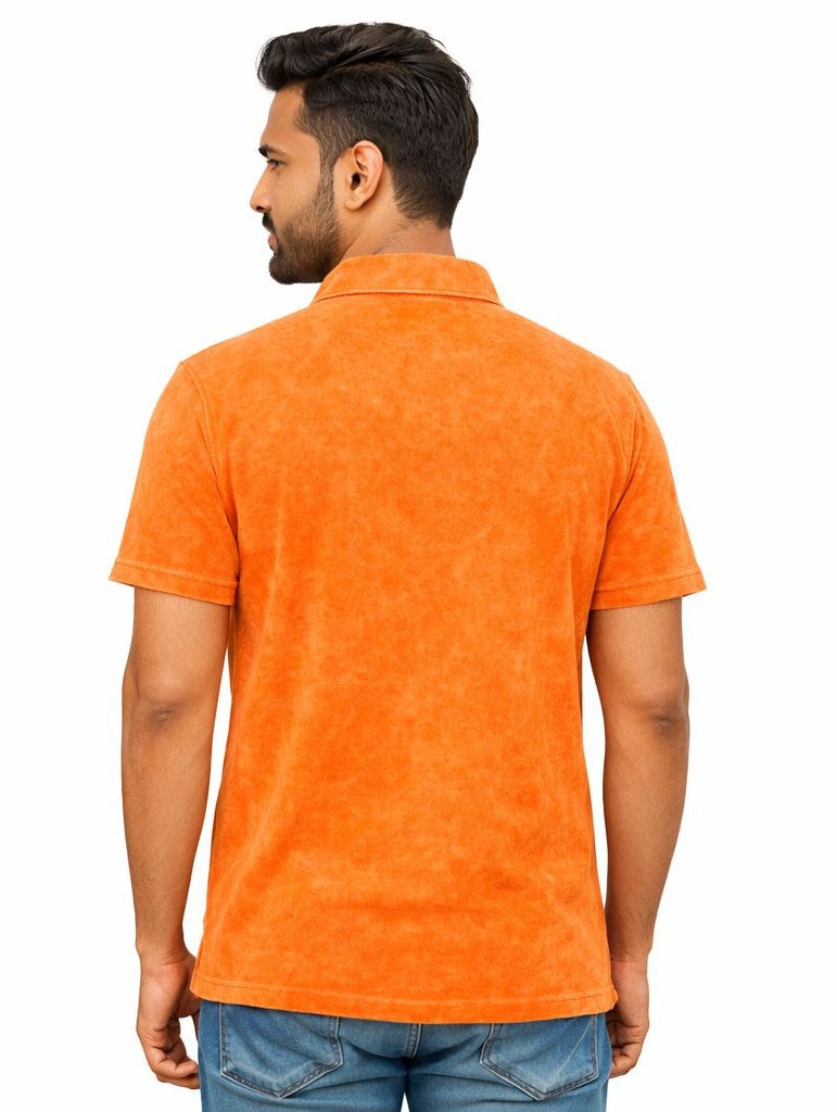 Avenster Orange Vintage Wash Polo T-Shirt – Timeless Look