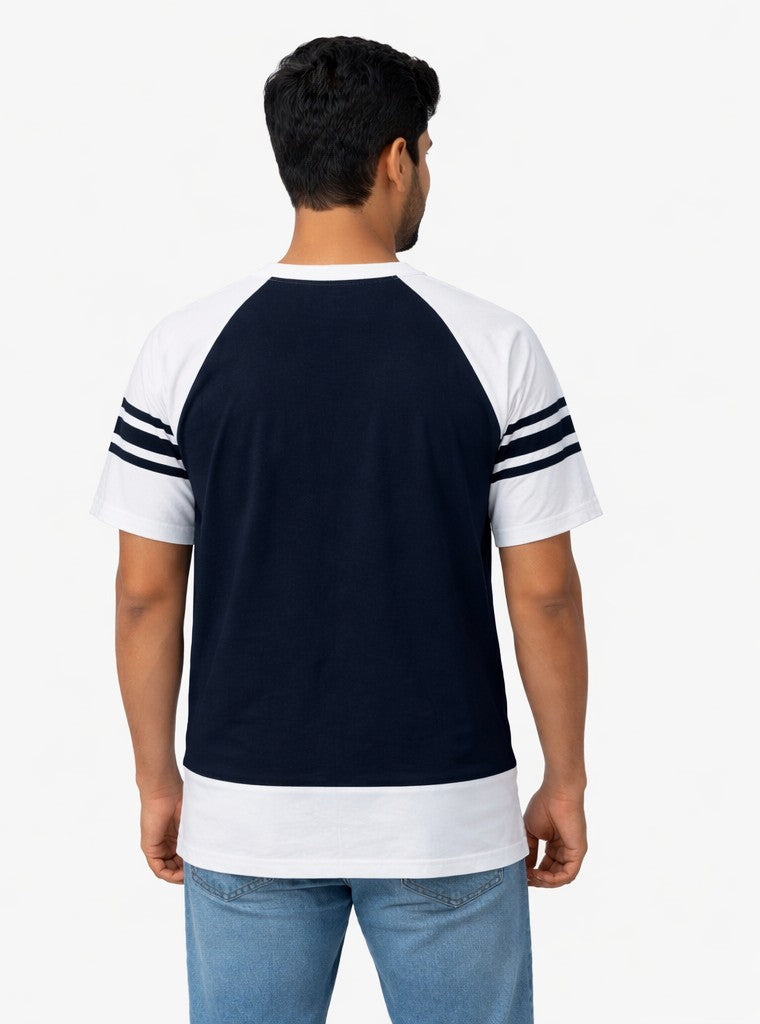 Avenster Dual Tone Raglan T-Shirt – Navy & White