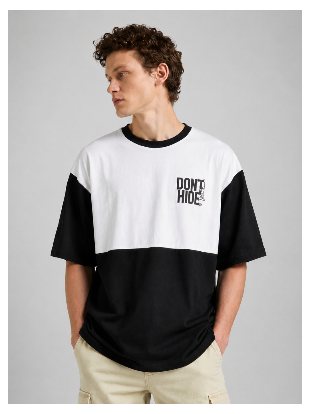 Don't Hide – Urban Contrast Oversized T-Shirt