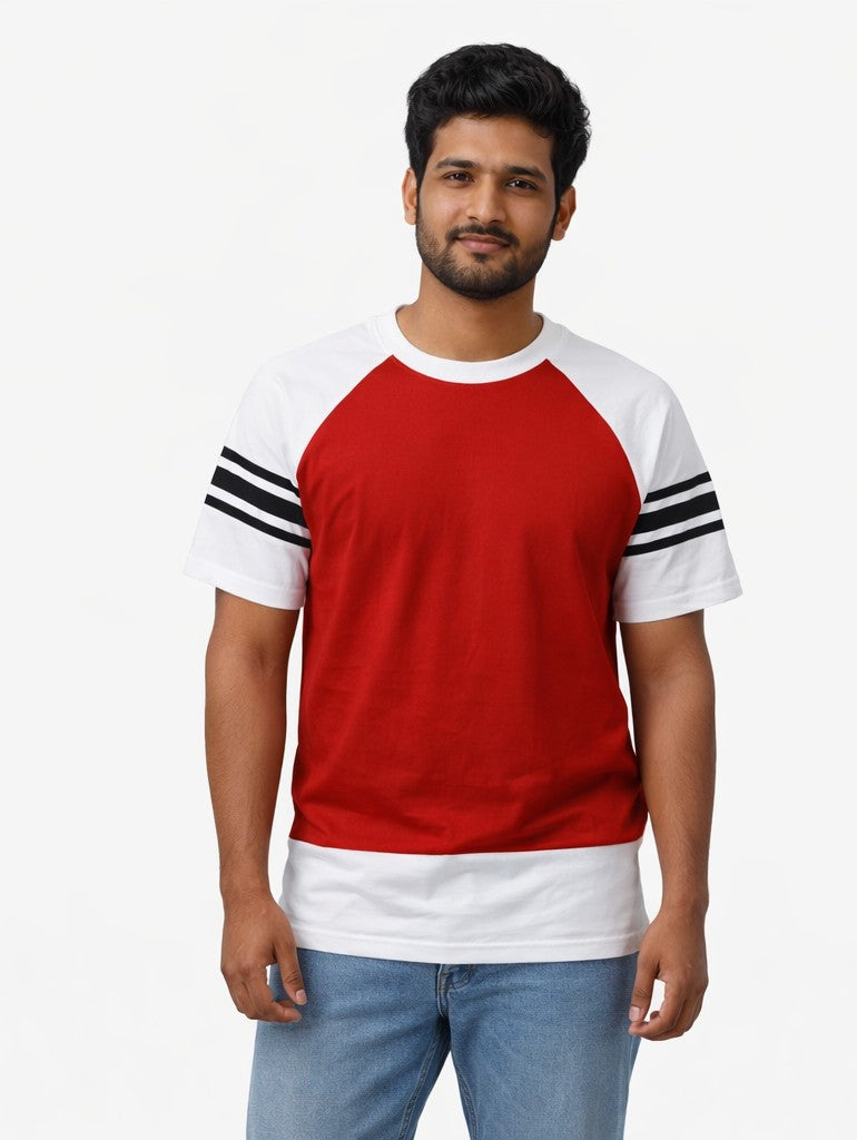 Avenster Dual Tone Raglan T-Shirt – Red & White