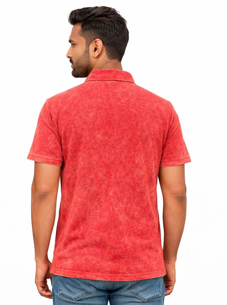 Avenster Red Vintage Wash Polo T-Shirt – Smart Casual