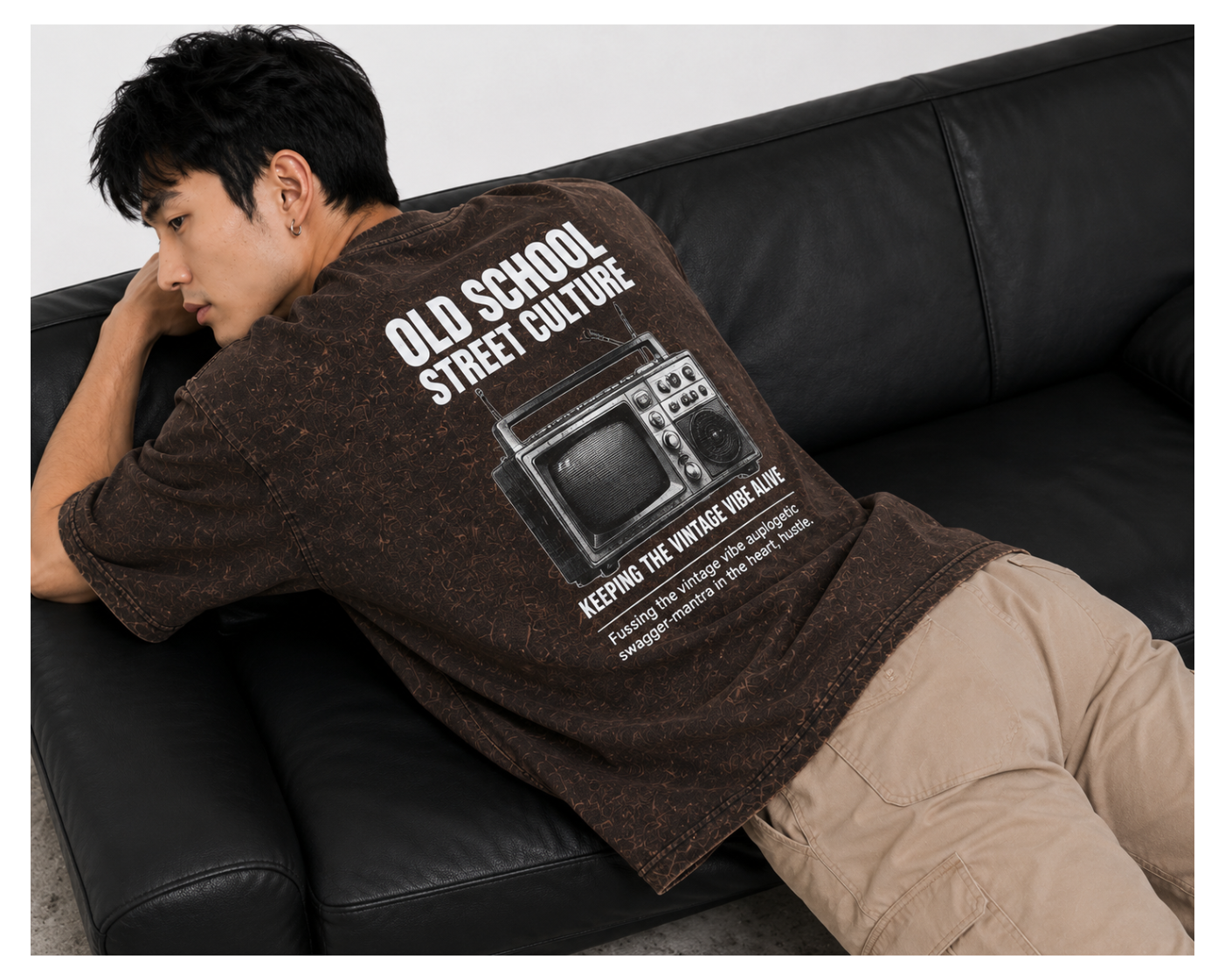 Old School Street Culture Acid Wash Oversized Tee