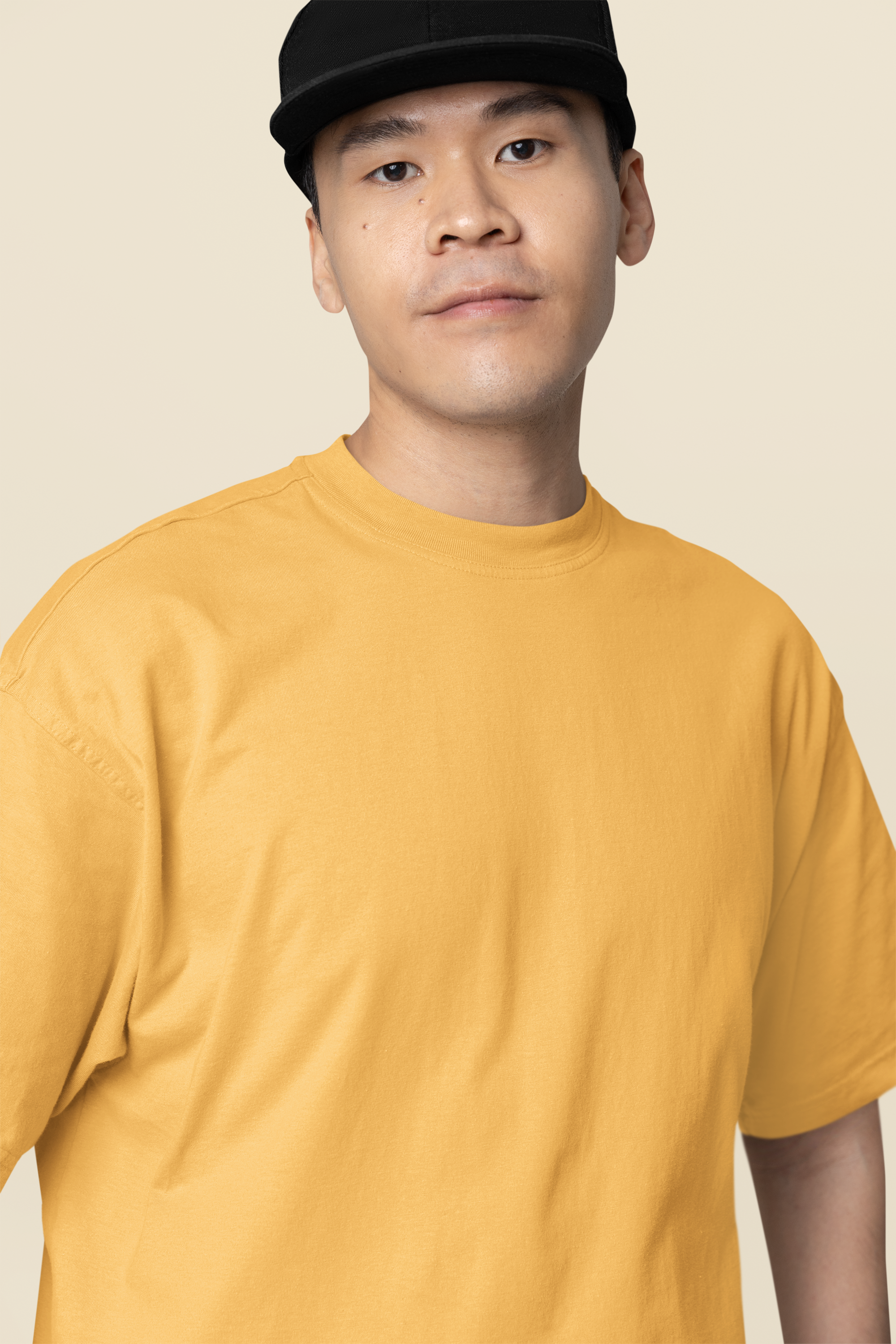 Avenster Mustard Oversized Cotton T-Shirt – French Terry, 240 GSM