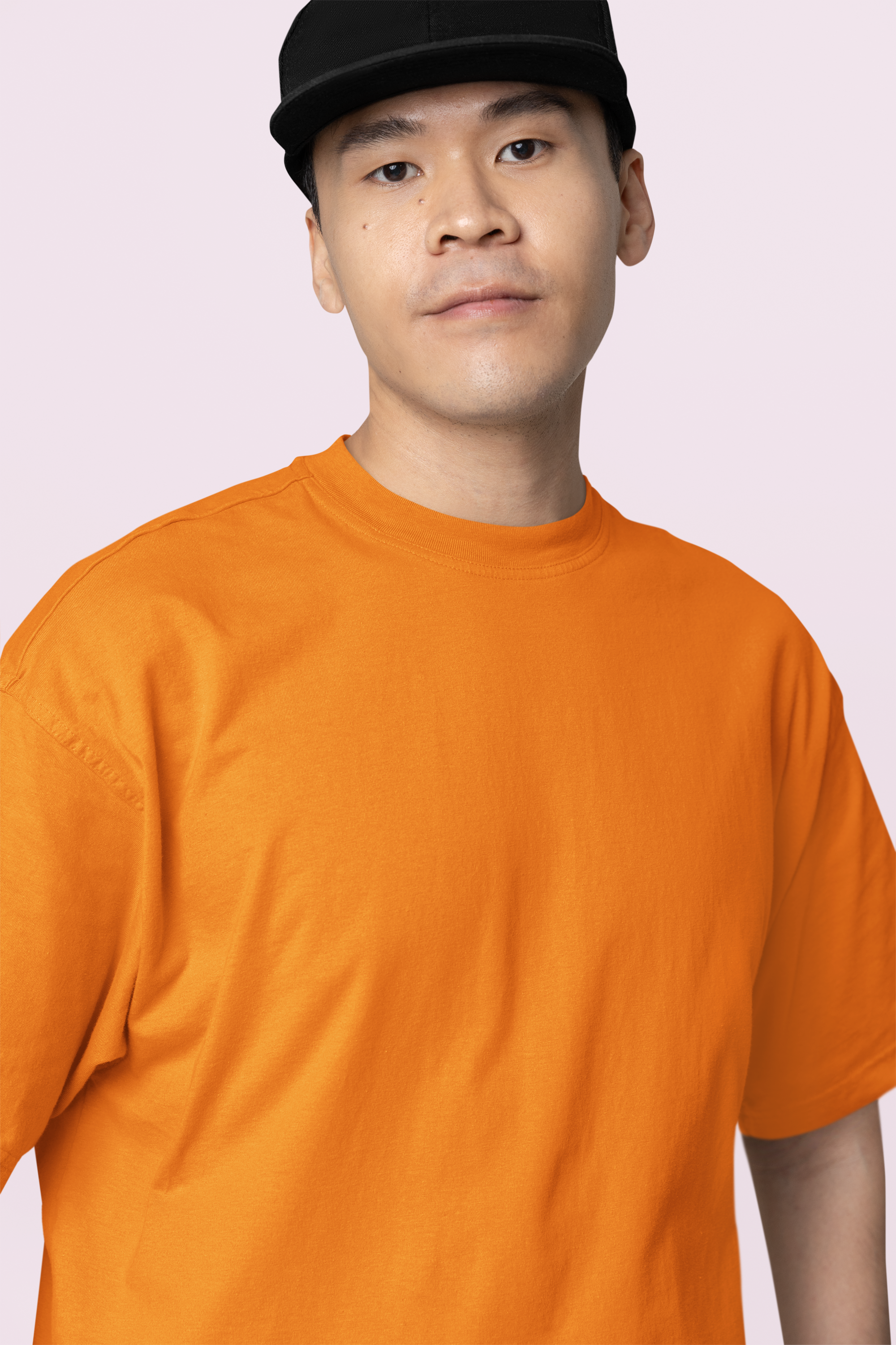 Avenster Orange Oversized Cotton T-Shirt – French Terry, 240 GSM