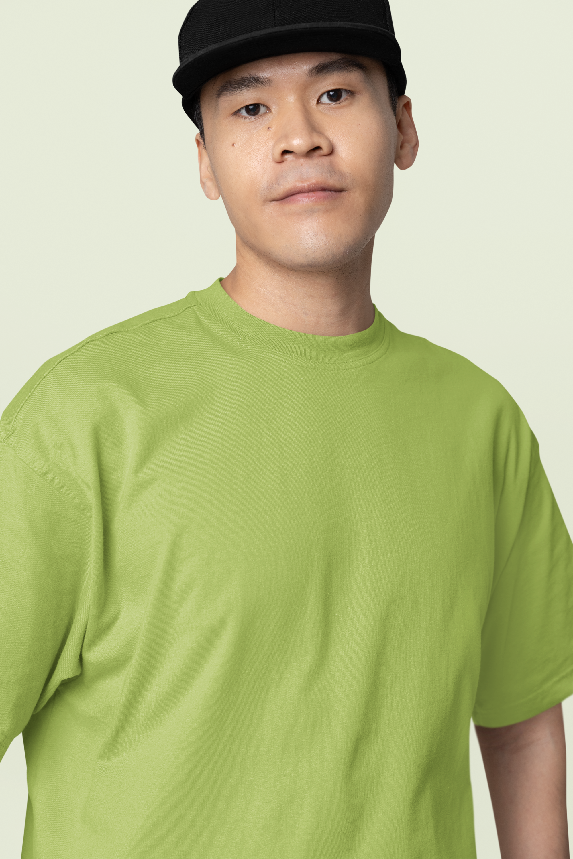 Avenster Light Olive Oversized Cotton T-Shirt – French Terry, 240 GSM