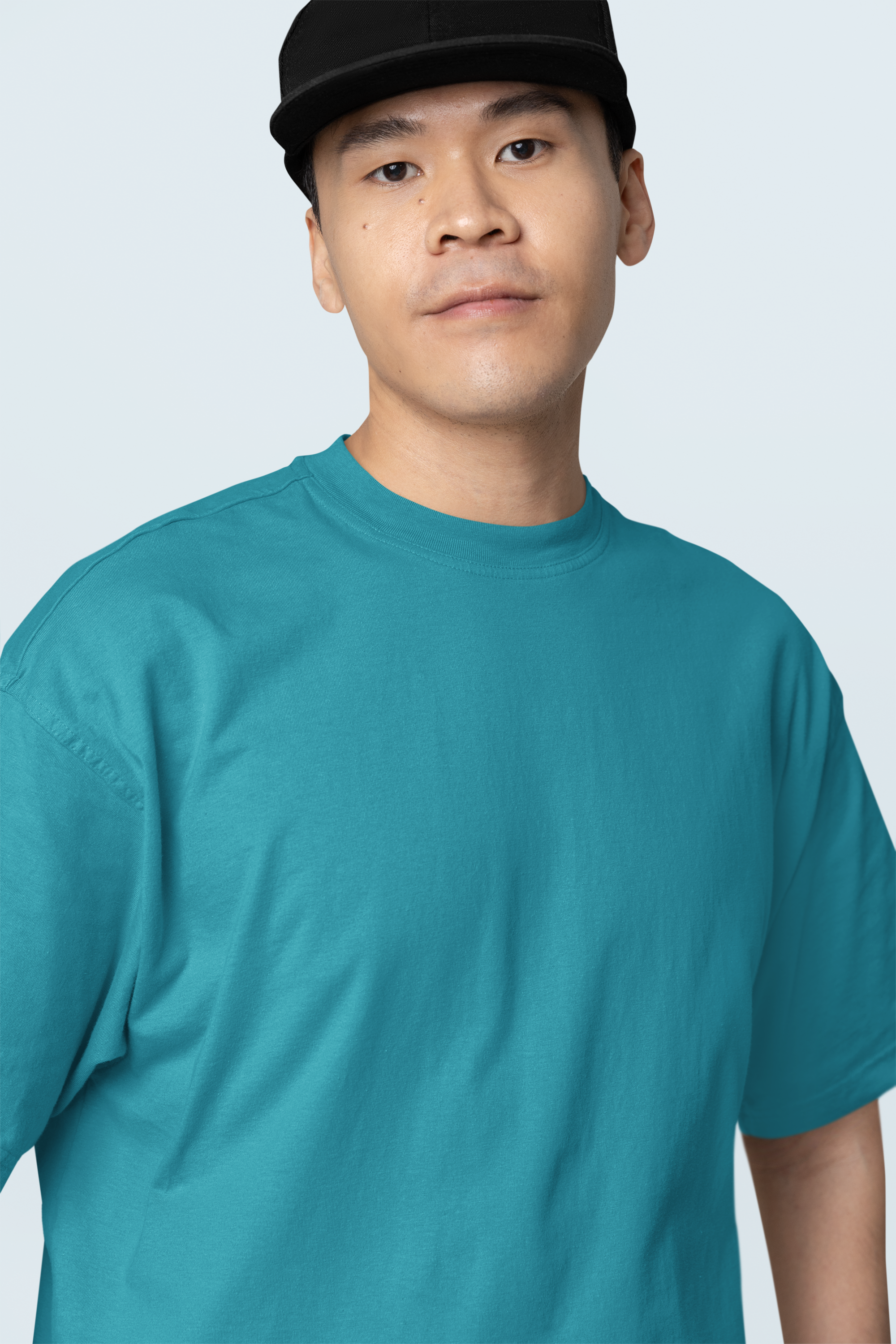 Avenster Petrol Blue Oversized Cotton T-Shirt – French Terry, 240 GSM
