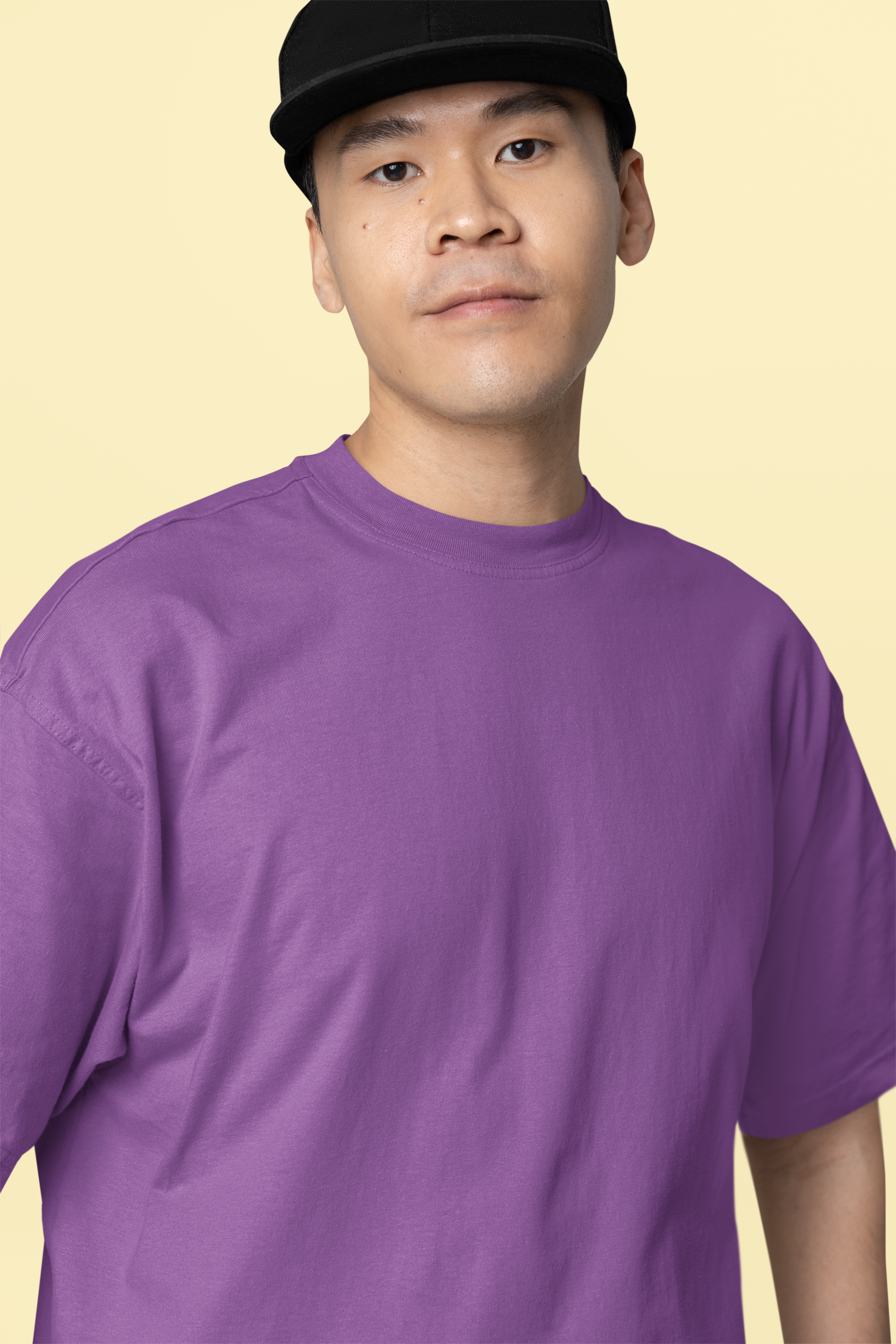 Avenster Purple Oversized Cotton T-Shirt – French Terry, 240 GSM