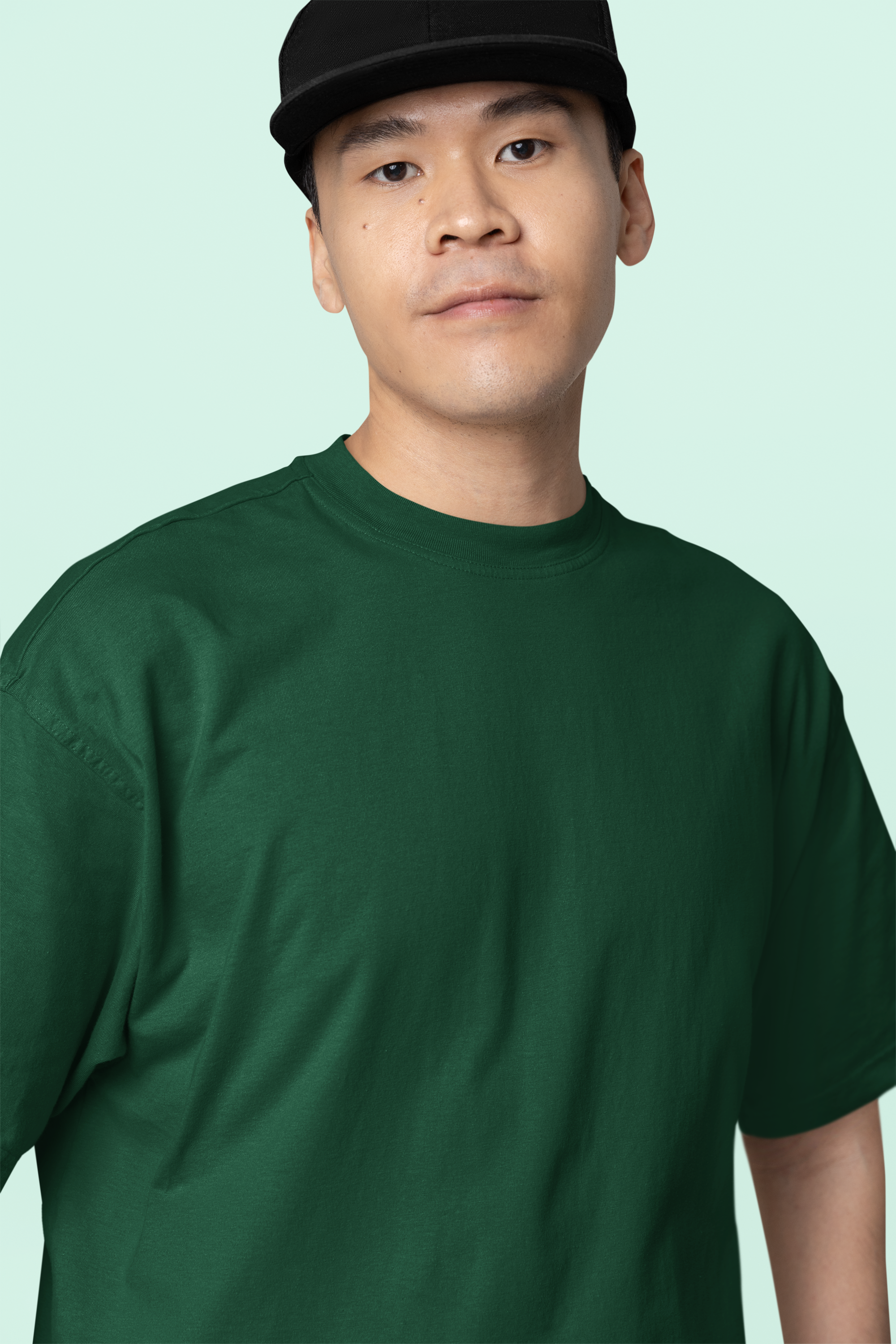 Avenster Dark Green Oversized Cotton T-Shirt – French Terry, 240 GSM