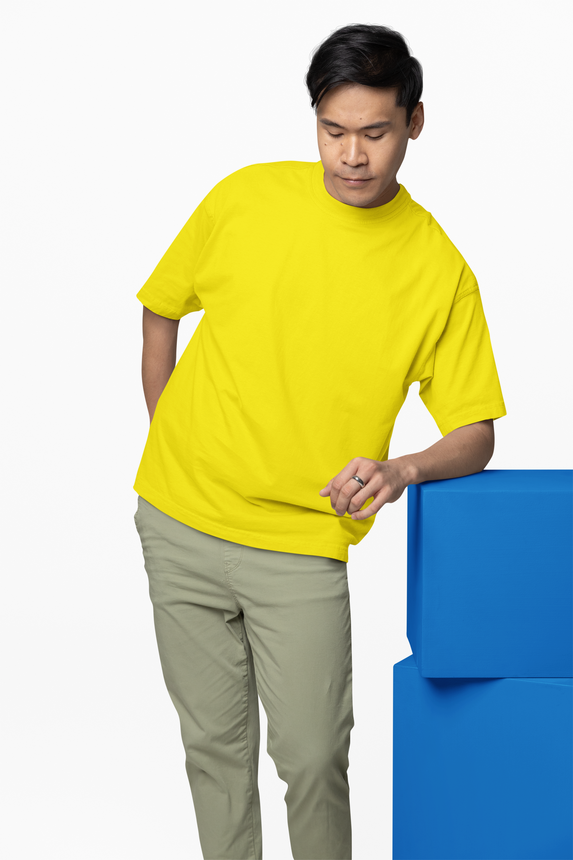 Avenster Lemon Yellow Oversized Cotton T-Shirt – French Terry, 240 GSM