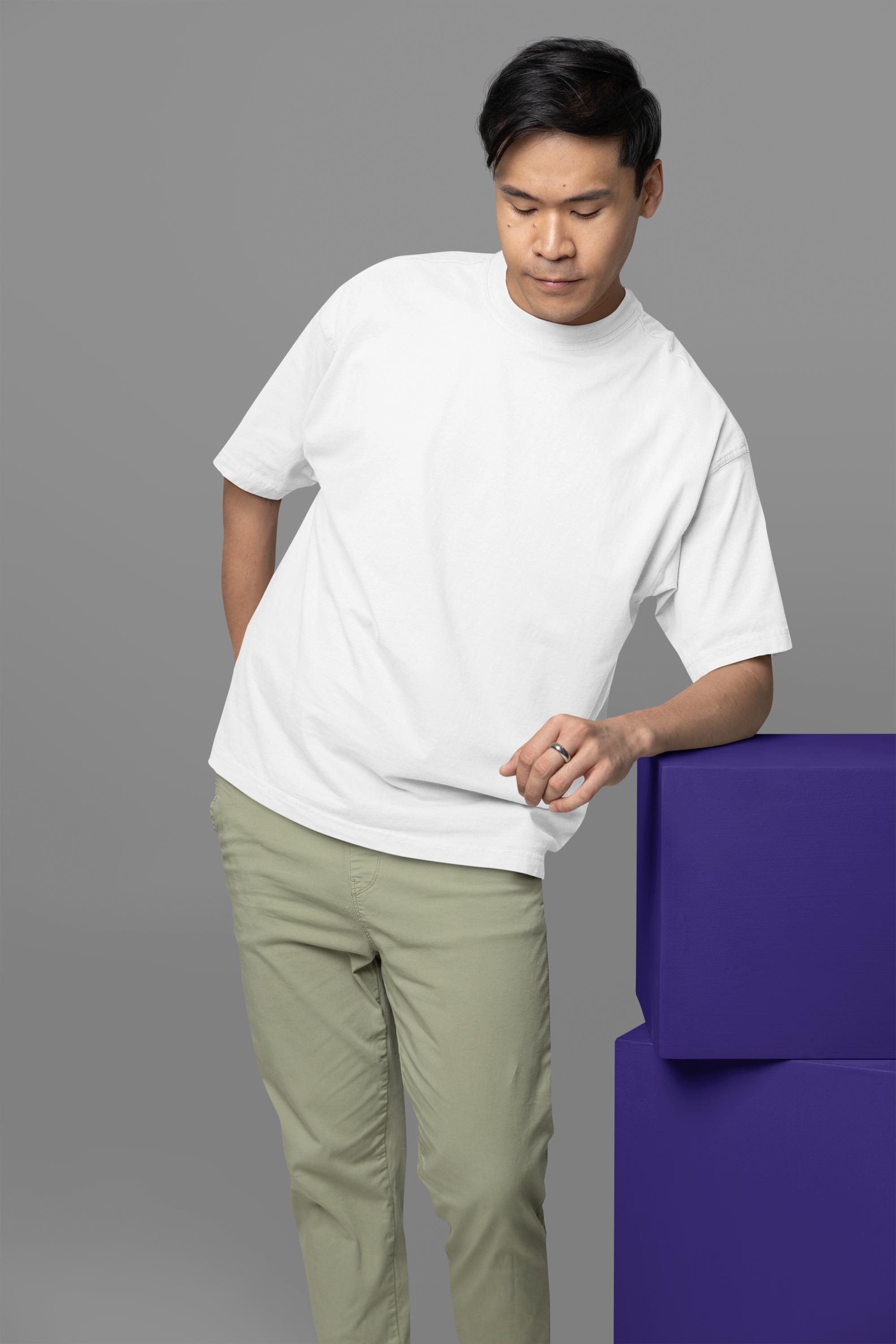 Avenster White Oversized Cotton T-Shirt – French Terry, 240 GSM