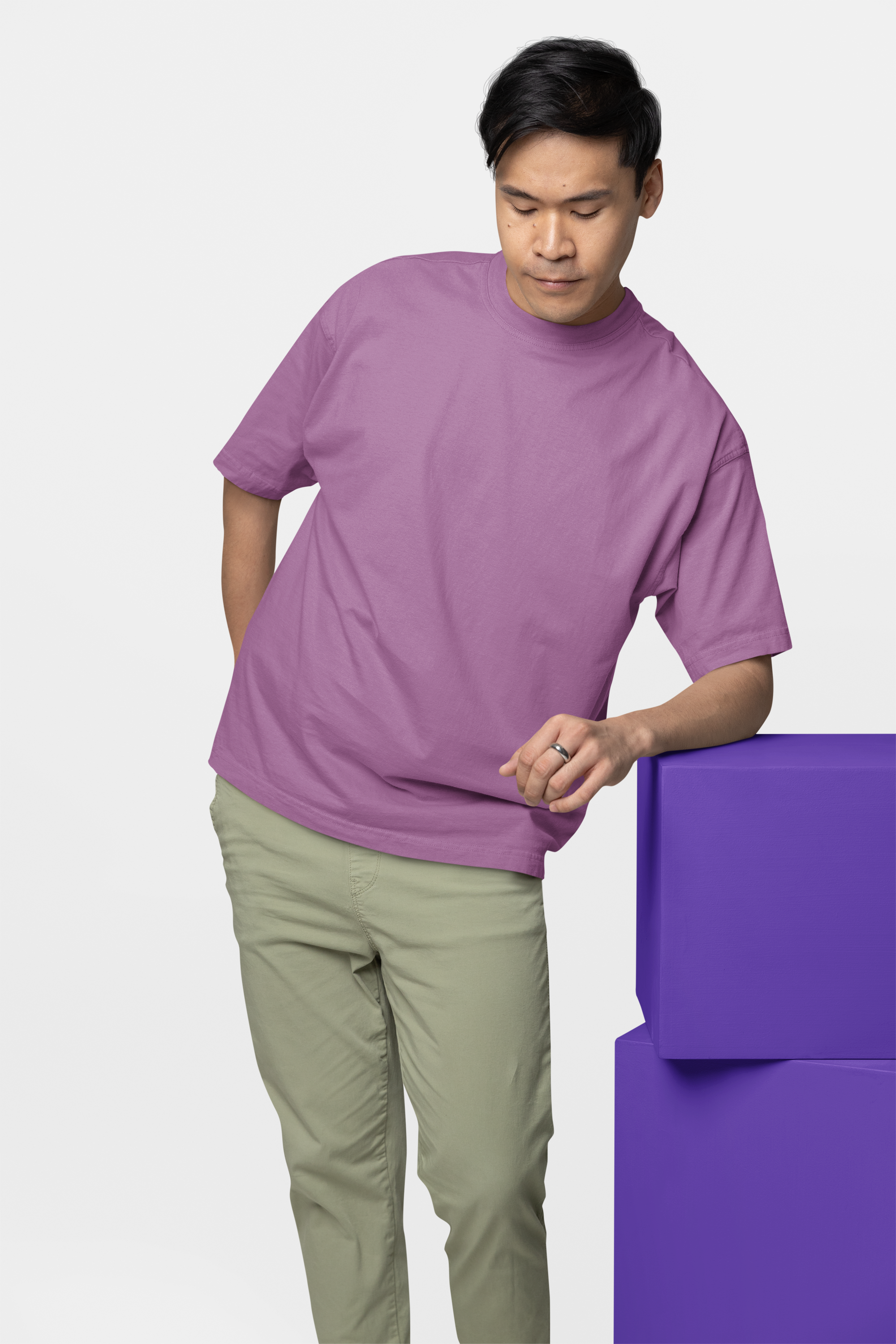 Avenster Mauve Oversized Cotton T-Shirt – French Terry, 240 GSM