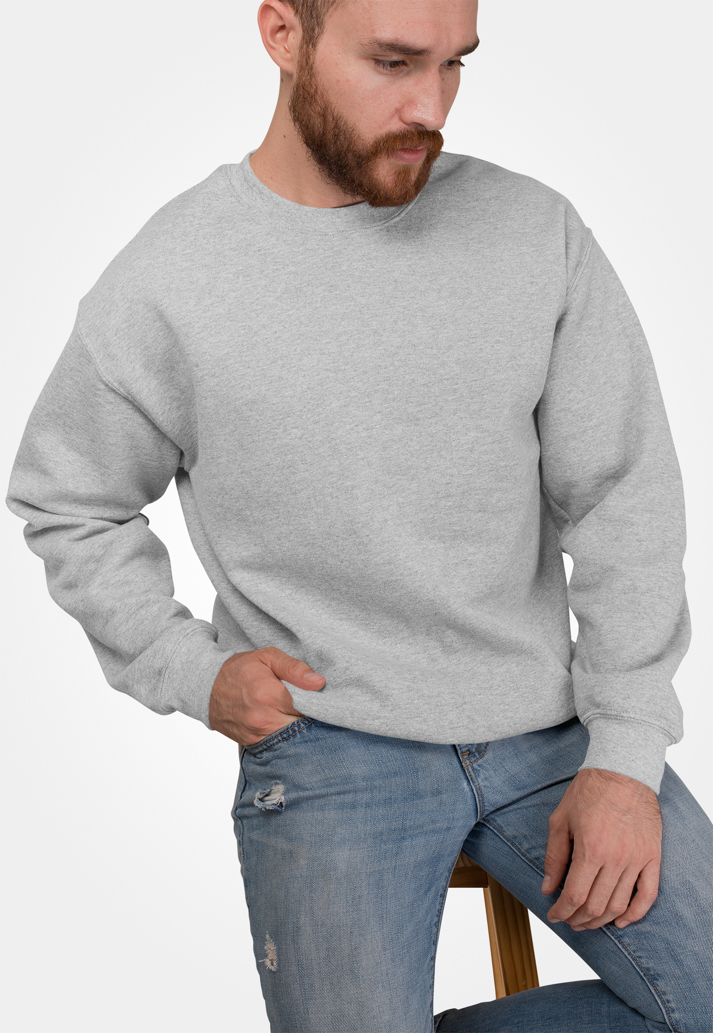 Avenster Grey Melange Cotton Sweatshirt – Brushed French Terry, 280 GSM