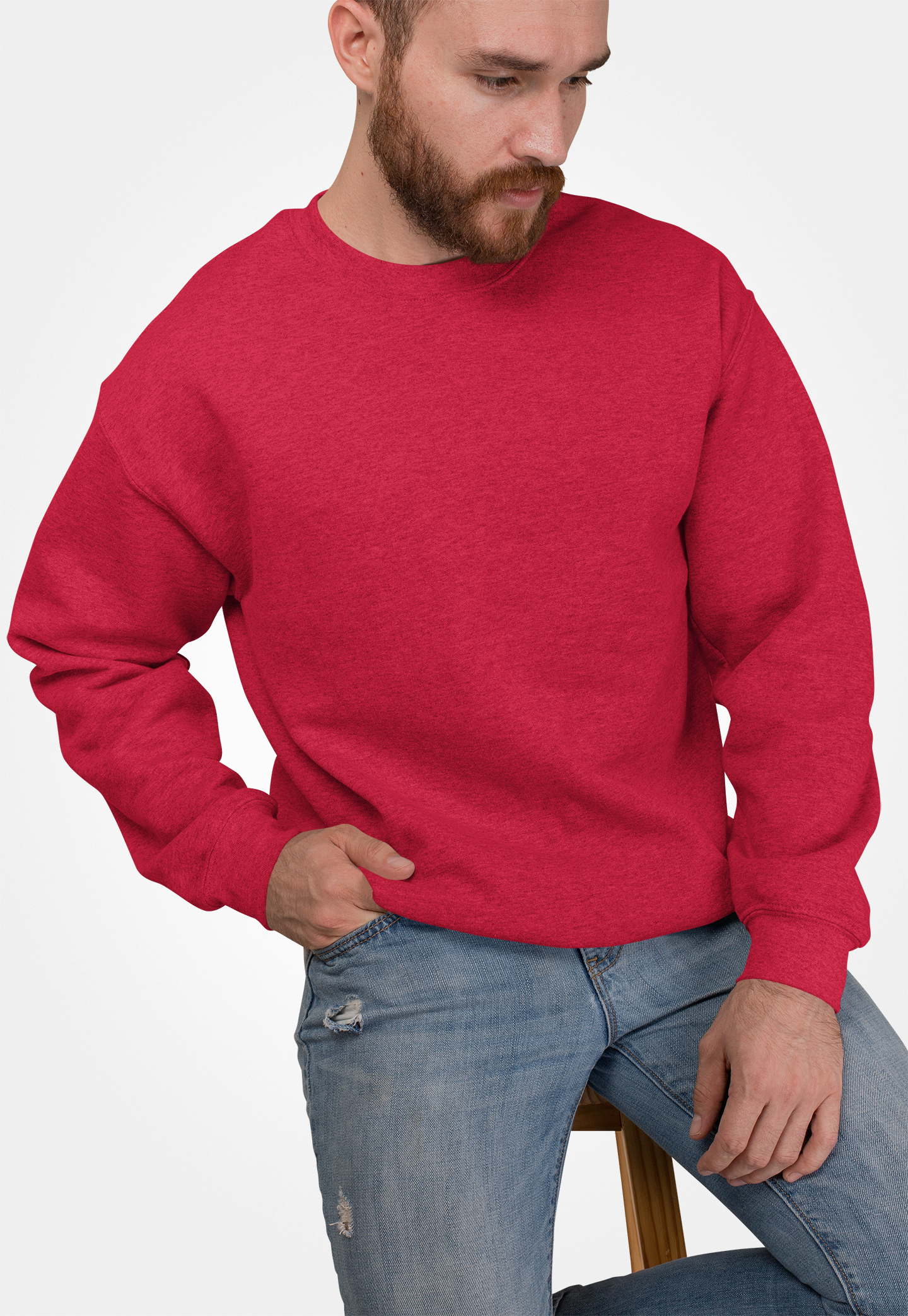 Avenster Dark Red Melange Cotton Sweatshirt – Brushed French Terry, 280 GSM