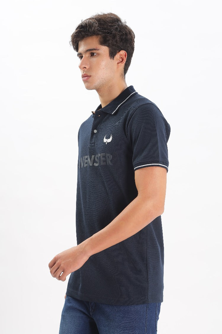 Avenster Men's Navy Blue Cotton Polo Shirt