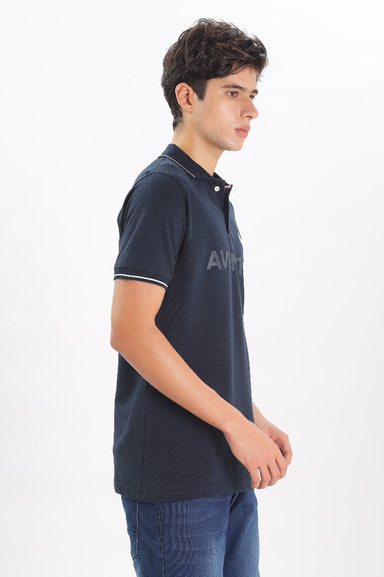 Avenster Men's Navy Blue Cotton Polo Shirt