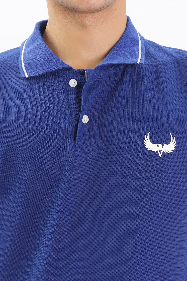 Avenster Men's Royal Blue Cotton Polo Shirt