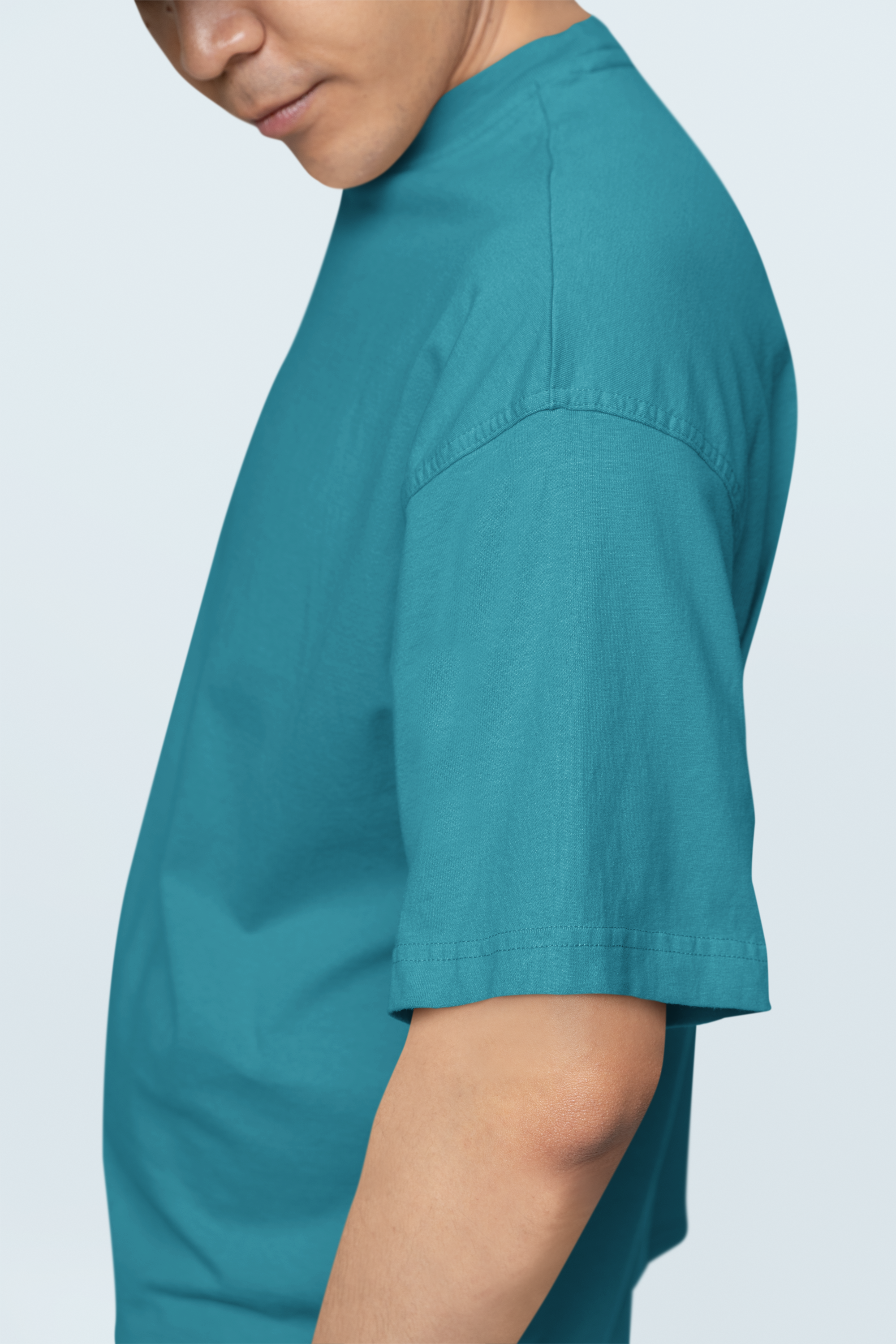 Avenster Petrol Blue Oversized Cotton T-Shirt – French Terry, 240 GSM