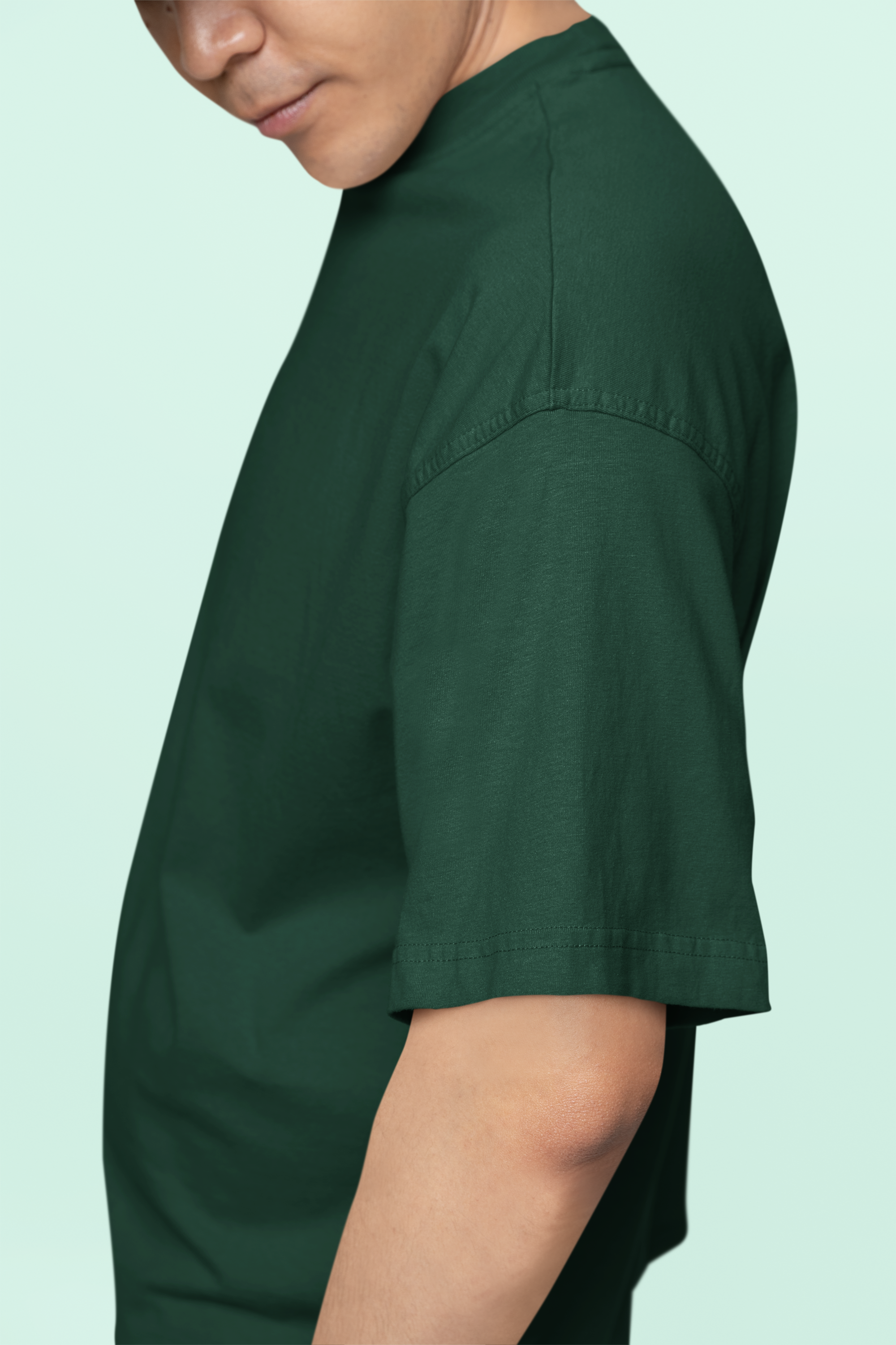 Avenster Dark Green Oversized Cotton T-Shirt – French Terry, 240 GSM