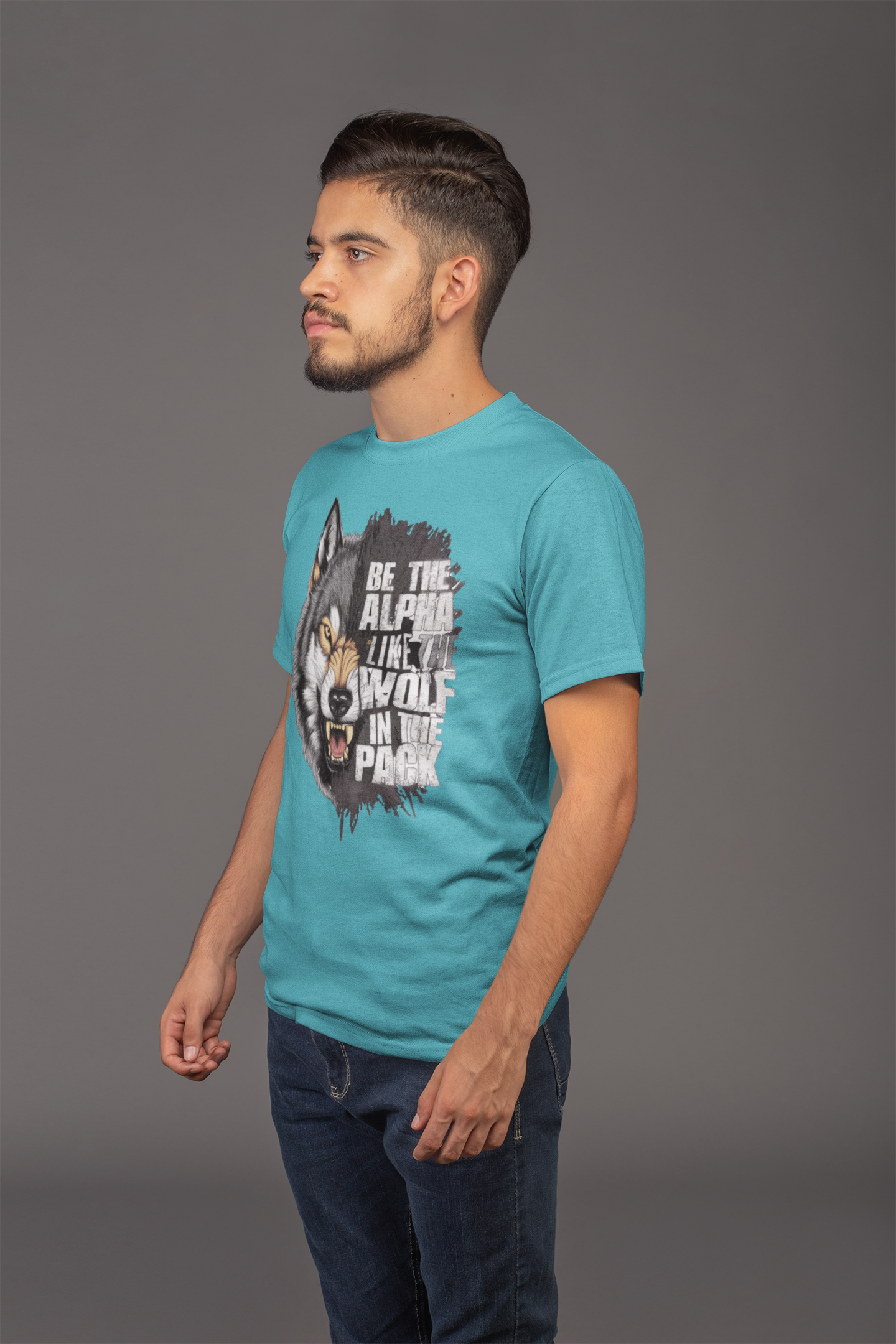 Avenster Petrol Blue T-shirt with Fox Graphic Design